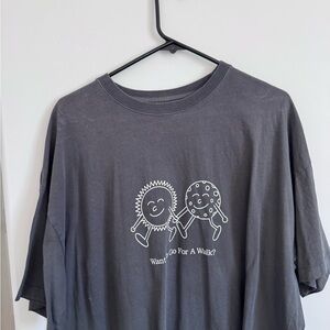 LONELY GHOST Short Sleeve Tee - Charcoal Gray with White Graphic
